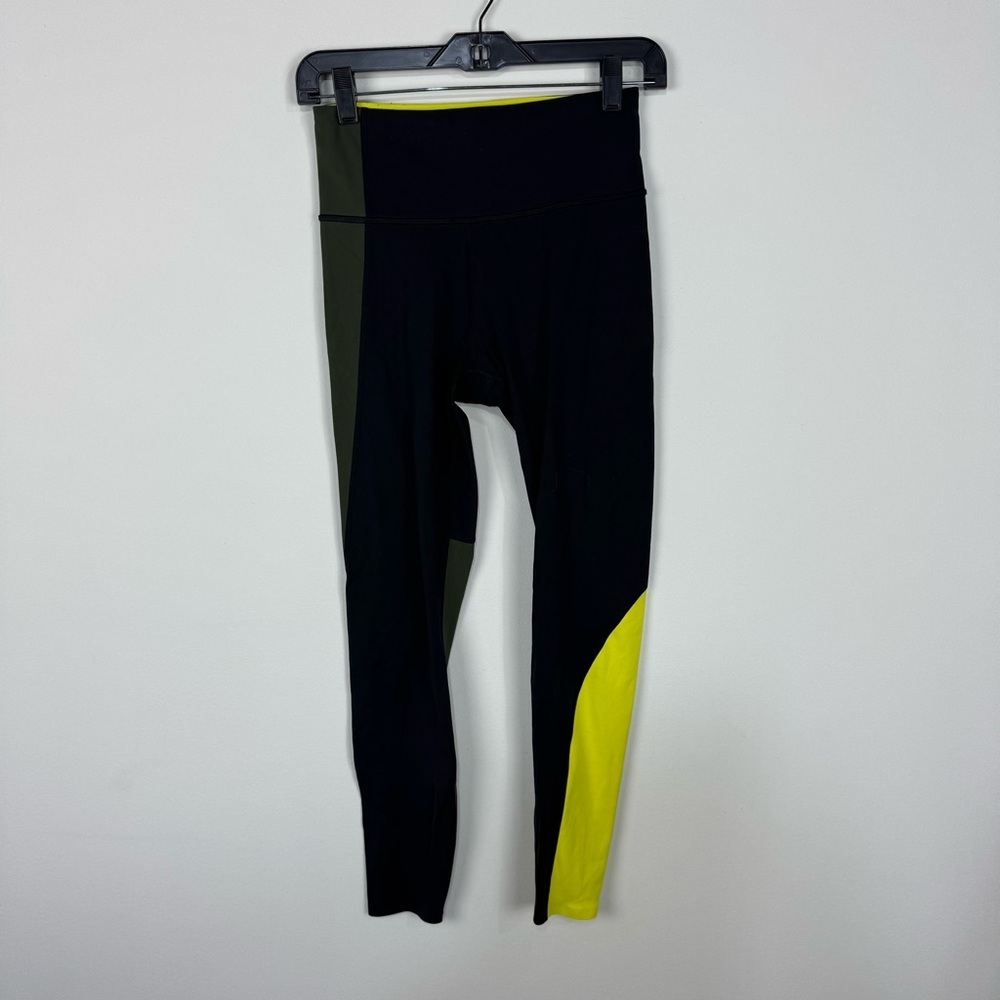 Athleta ASYM Colorblock Tight Leggings Running workout gym fitness yellow black